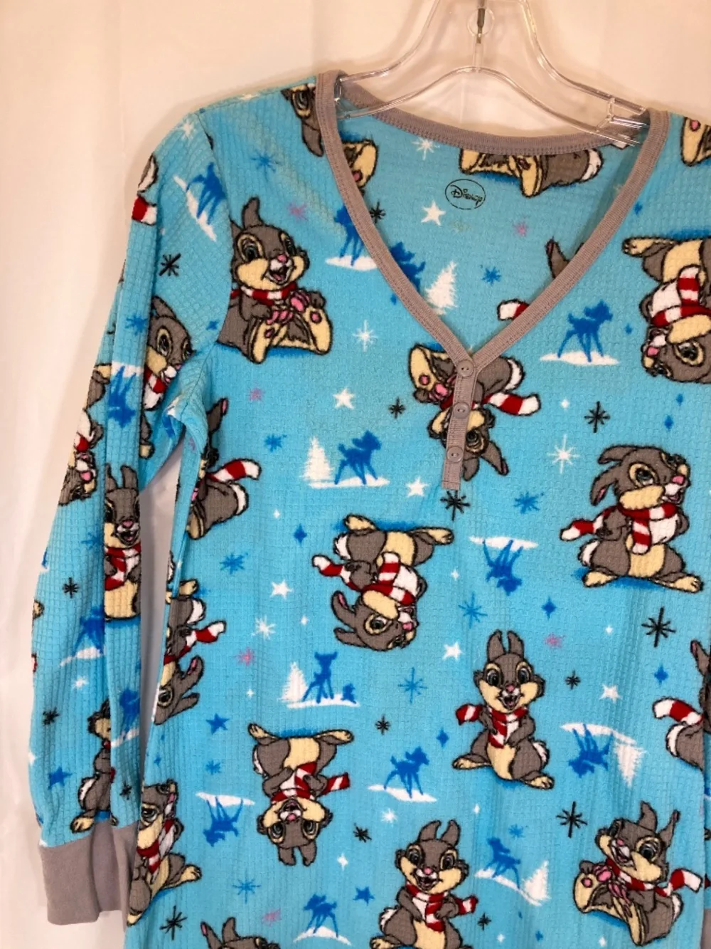 Disney Christmas Thumper Pajama Gown Sz L Juniors Long Sleeve All Over Print - Picture 4 of 14